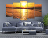 Limited Edition 5 Piece Golden Sunset By The Beach Canvas