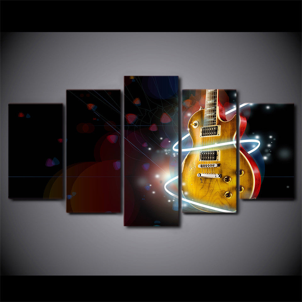 Limited Edition 5 Piece Abstract Cool Electric Guitar Canvas