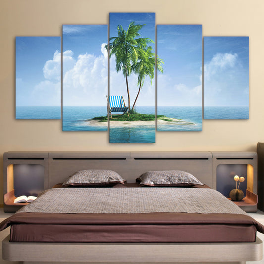Limited Edition 5 Piece Beach Chair On An Island Canvas