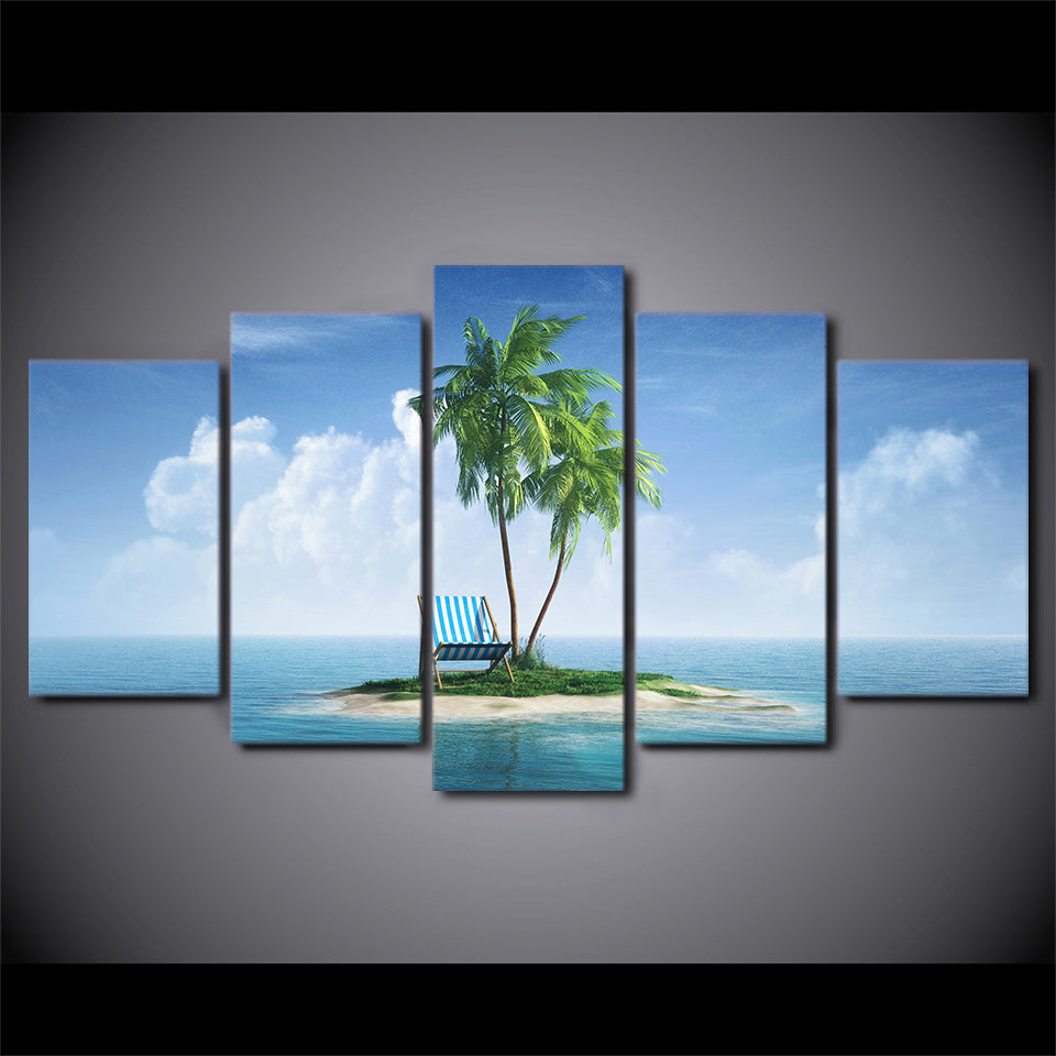 Limited Edition 5 Piece Beach Chair On An Island Canvas