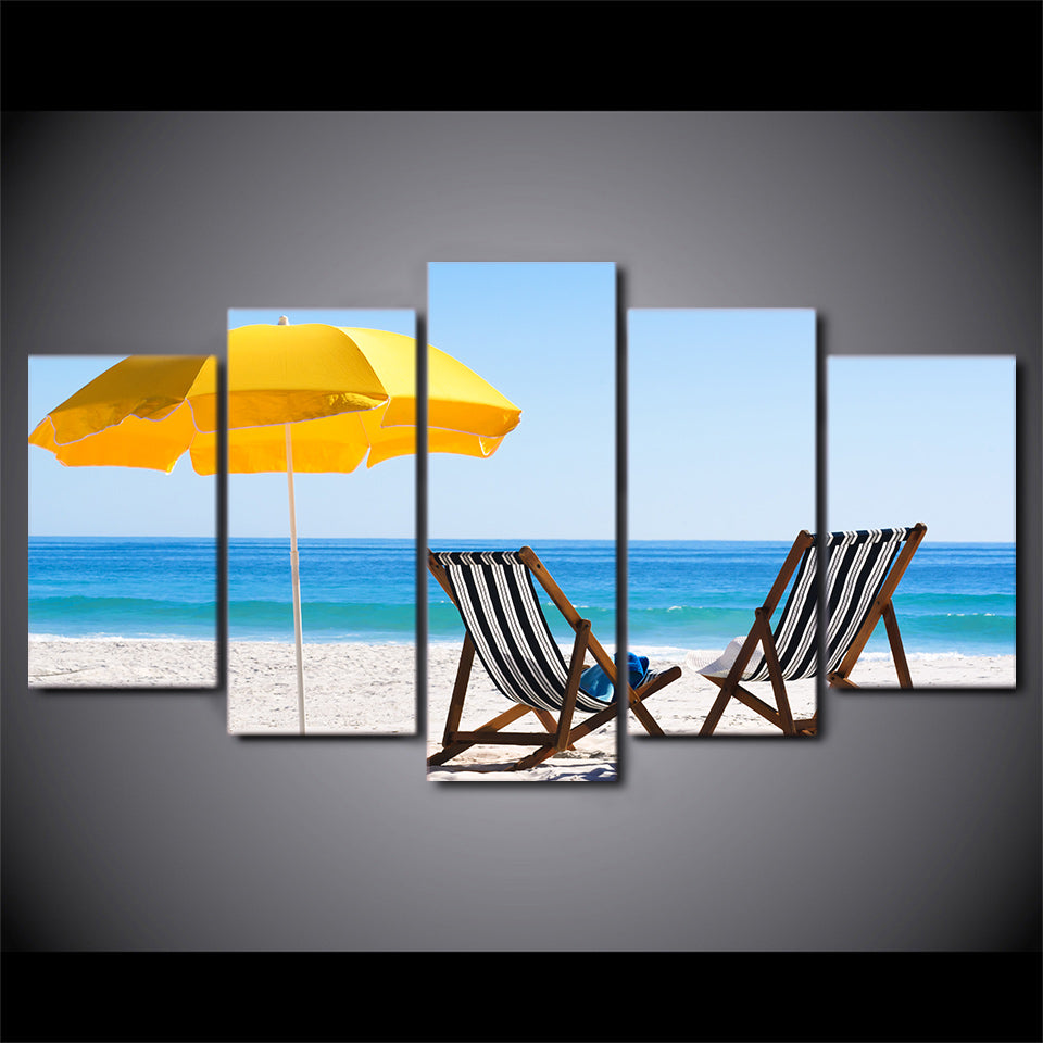 Limited Edition 5 Piece  Beach Chairs And Umbrella Canvas