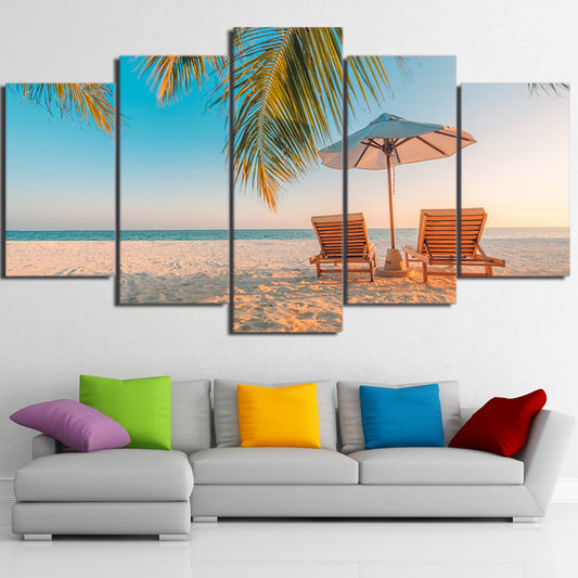 Limited Edition 5 Piece Beach Umbrella And Chair Canvas