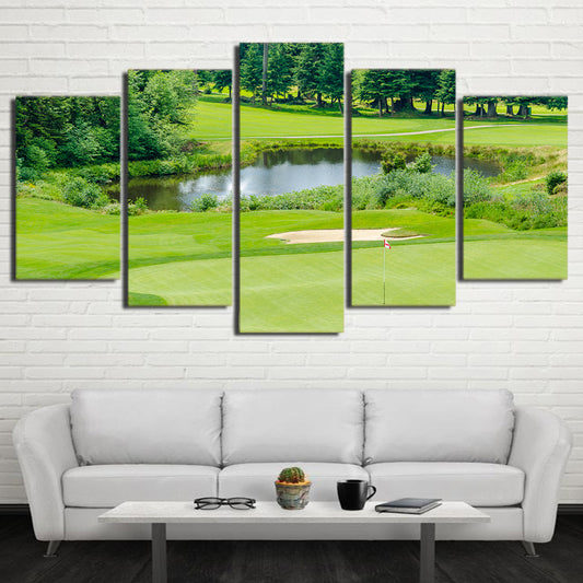 Limited Edition 5 Piece Beautiful Green Golf Course Canvas