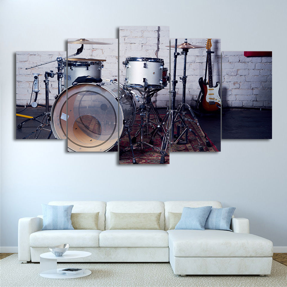 Limited Edition 5 Piece Beautiful White Drum Set Canvas
