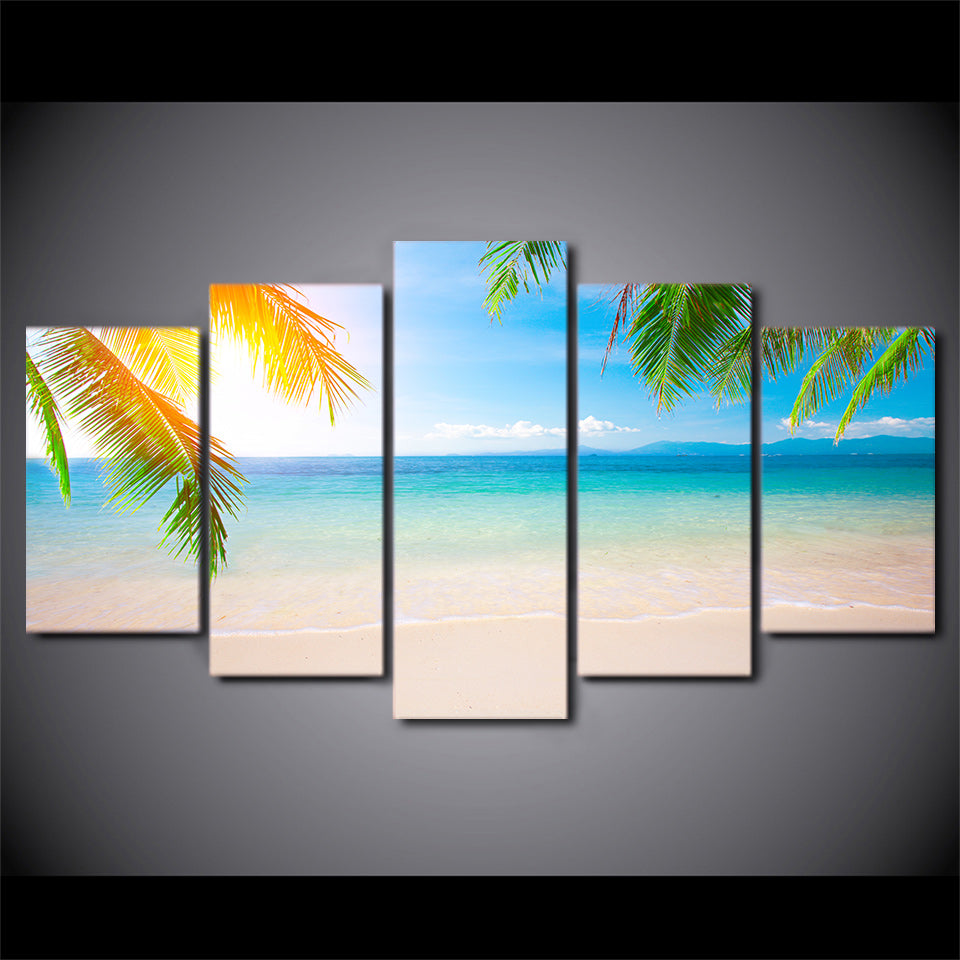 Limited Edition 5 Piece Beautiful White Sand Beach Canvas