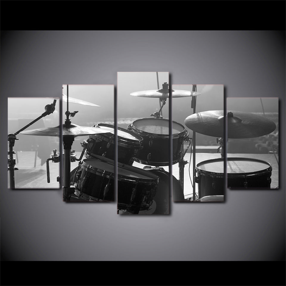Limited Edition 5 Piece Black And White Drum Set Canvas