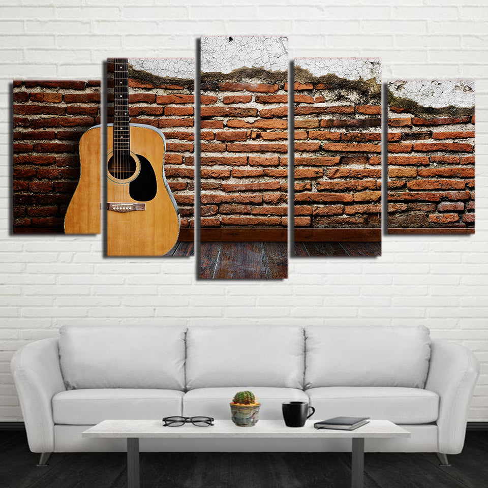 Limited Edition 5 Piece Classic Guitar Standing In A Wall Canvas