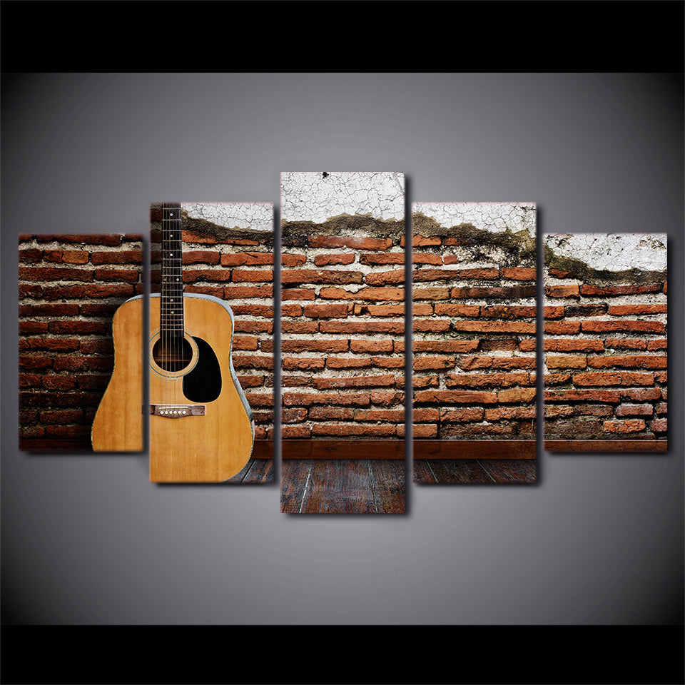 Limited Edition 5 Piece Classic Guitar Standing In A Wall Canvas