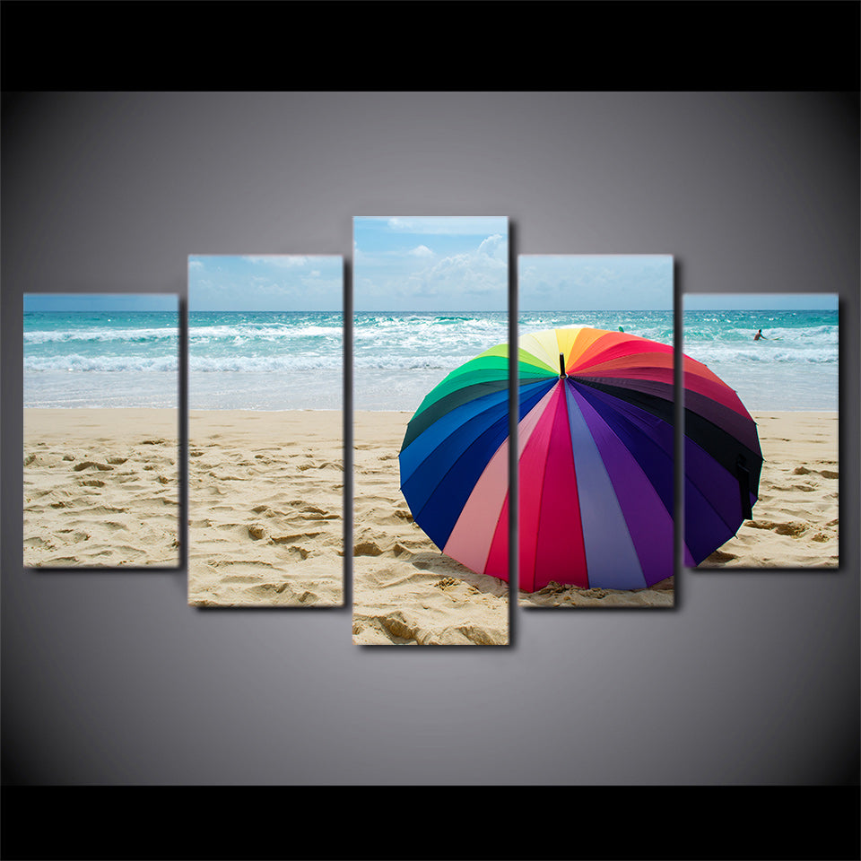 Limited Edition 5 Piece Colorful Beach Umbrella Canvas