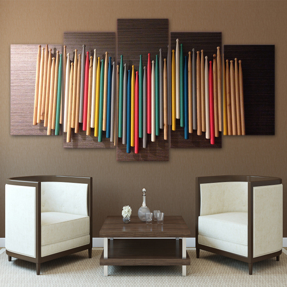 Limited Edition 5 Piece Colorful Drumsticks Canvas