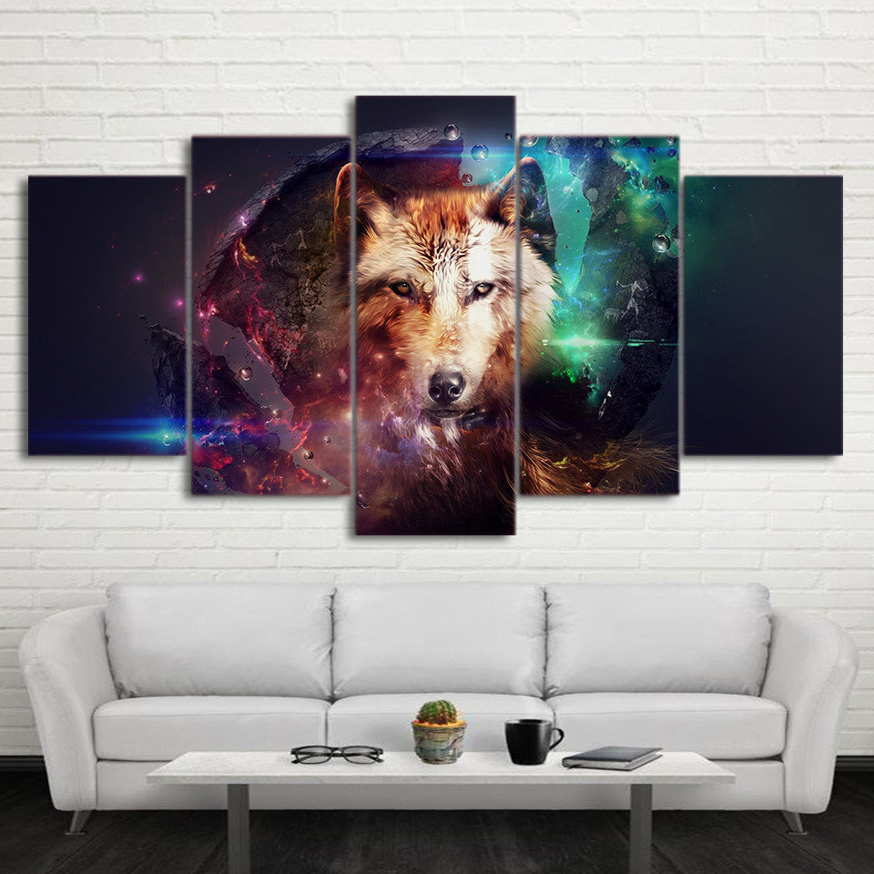 Limited Edition 5 Piece Colorful Wolf Canvas