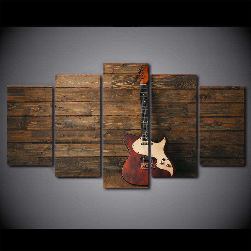 Limited Edition 5 Piece Electric Guitar On The Wall Canvas