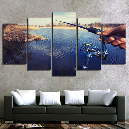 Limited Edition 5 Piece Fishing In The Lake Canvas