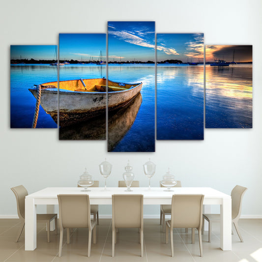 Limited Edition 5 Piece Floating Boat In Blue Lake Canvas