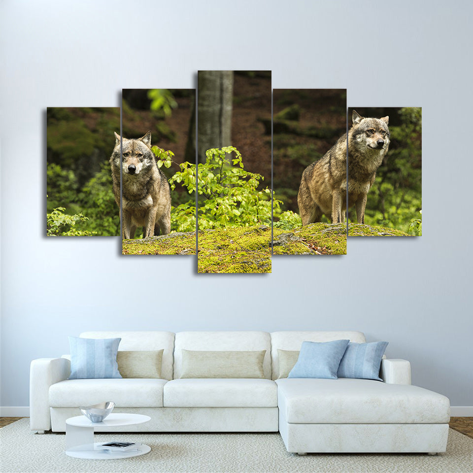 Limited Edition 5 Piece Forest Nature Wolves Canvas