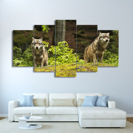 Limited Edition 5 Piece Forest Nature Wolves Canvas