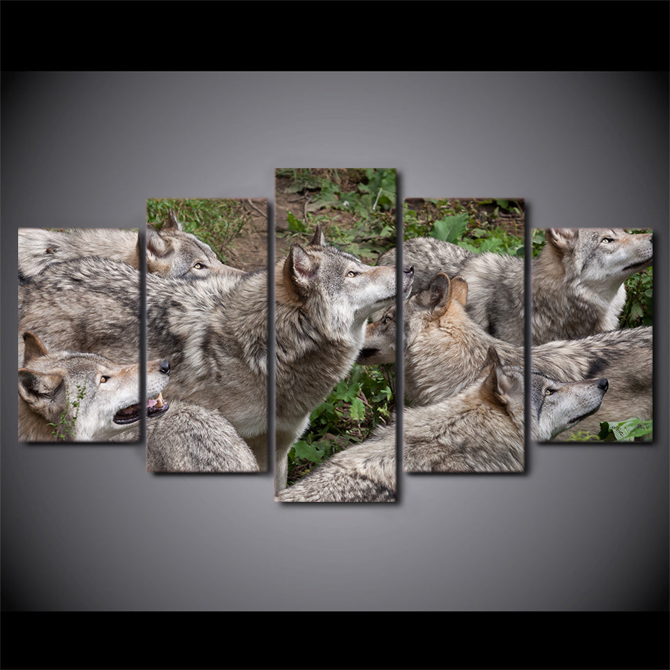 Limited Edition 5 Piece Group of Wolves Canvas