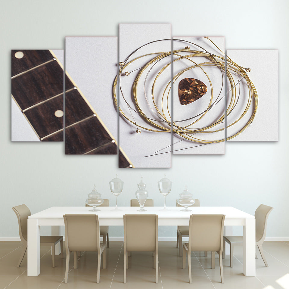 Limited Edition 5 Piece Golden Guitar Strings Canvas