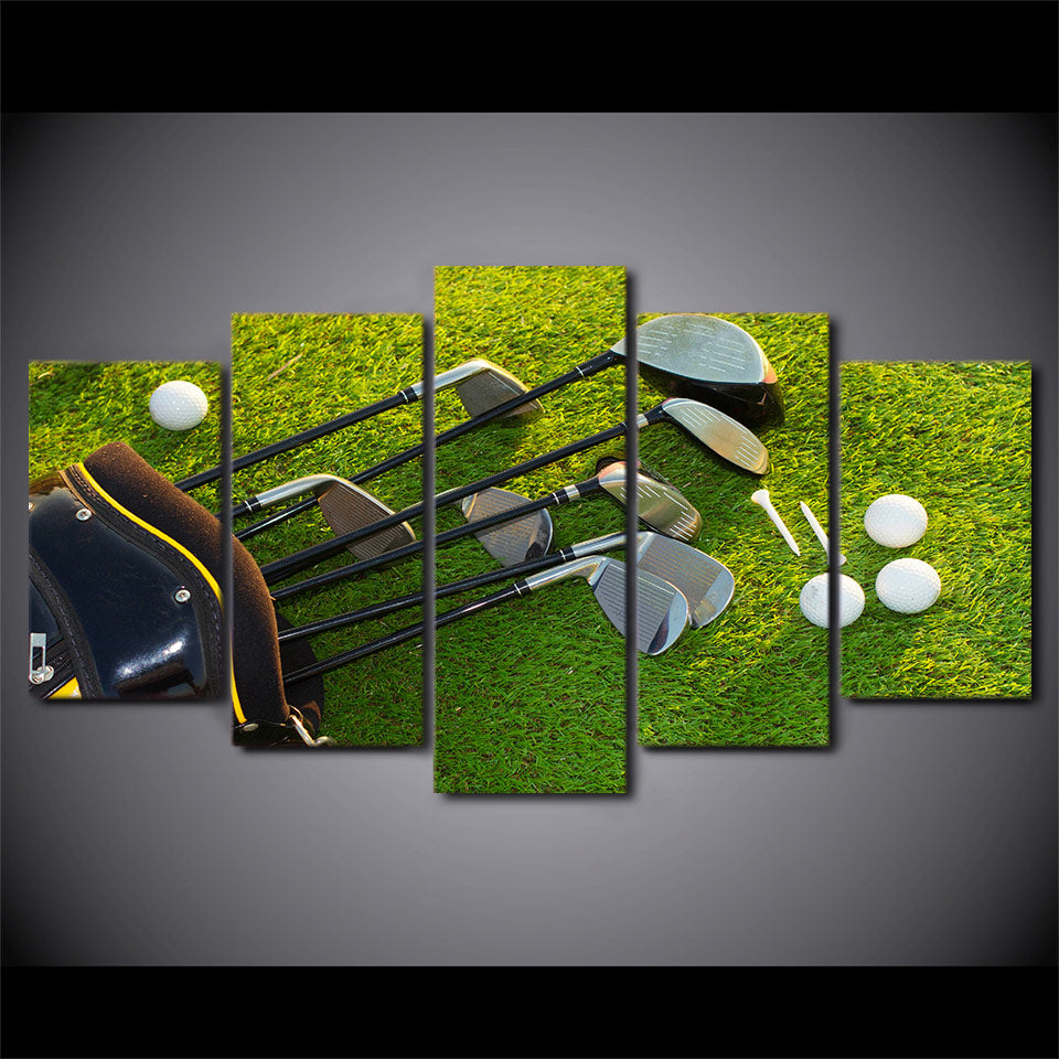 Limited Edition 5 Piece Golf Clubs And Balls In The Field Canvas