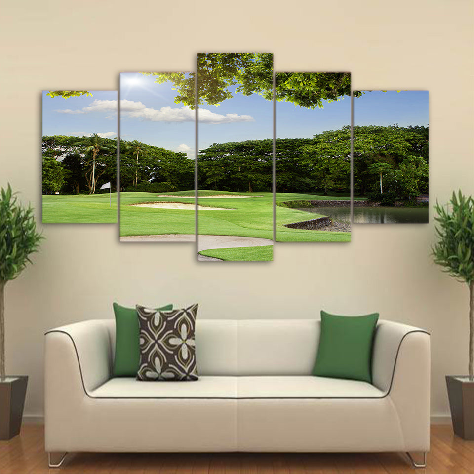 Limited Edition 5 Piece Golf Course Within Trees Canvas