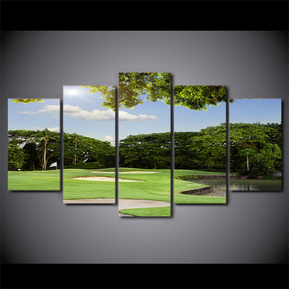 Limited Edition 5 Piece Golf Course Within Trees Canvas