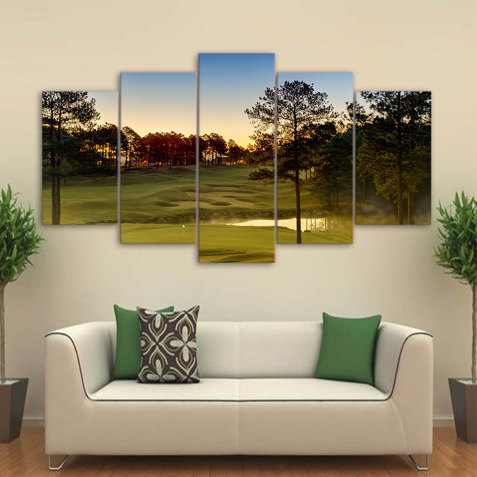 Limited Edition 5 Piece Golf Course With A Lake Canvas