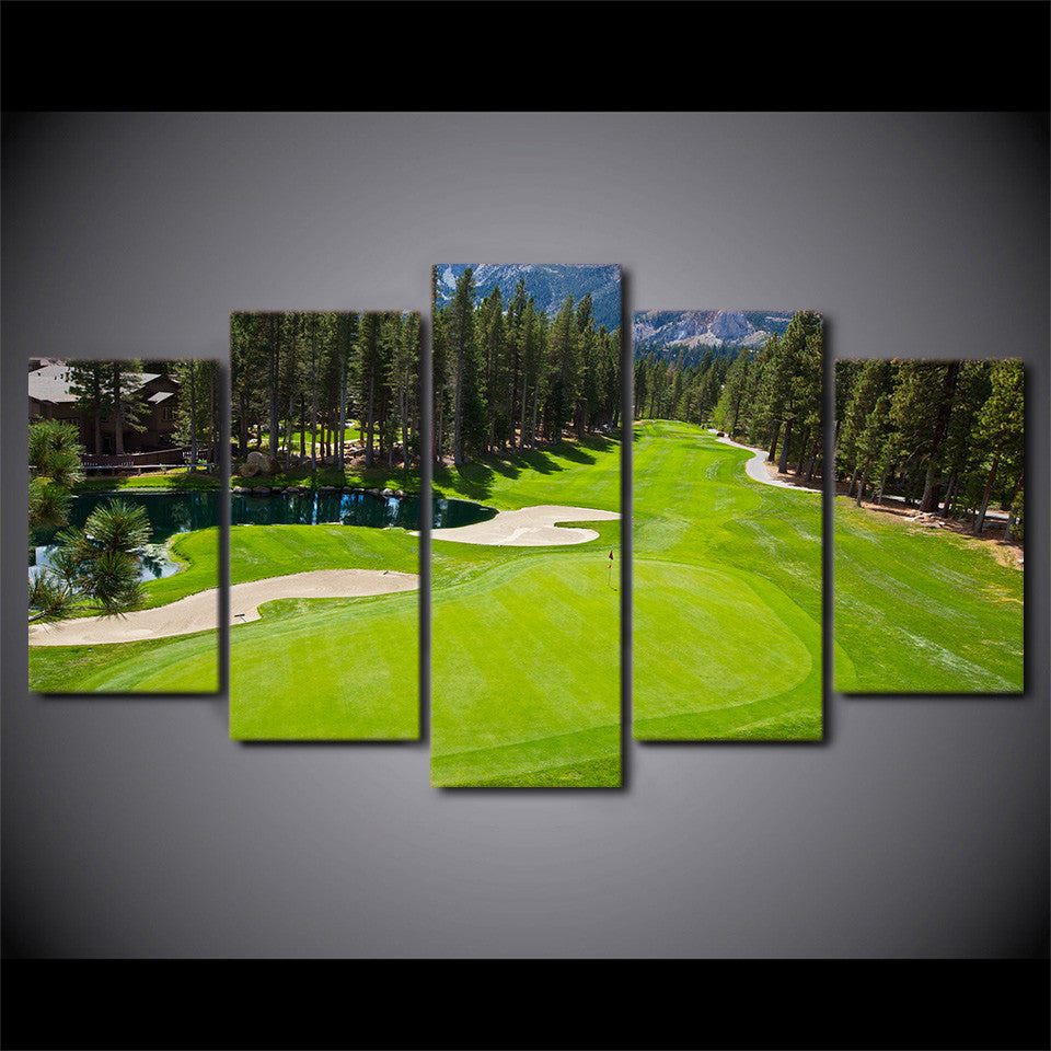 Limited Edition 5 Piece Golf Course With Pine Trees Canvas