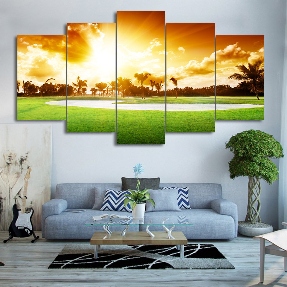 Limited Edition 5 Piece Golf Course In Sunset View Canvas