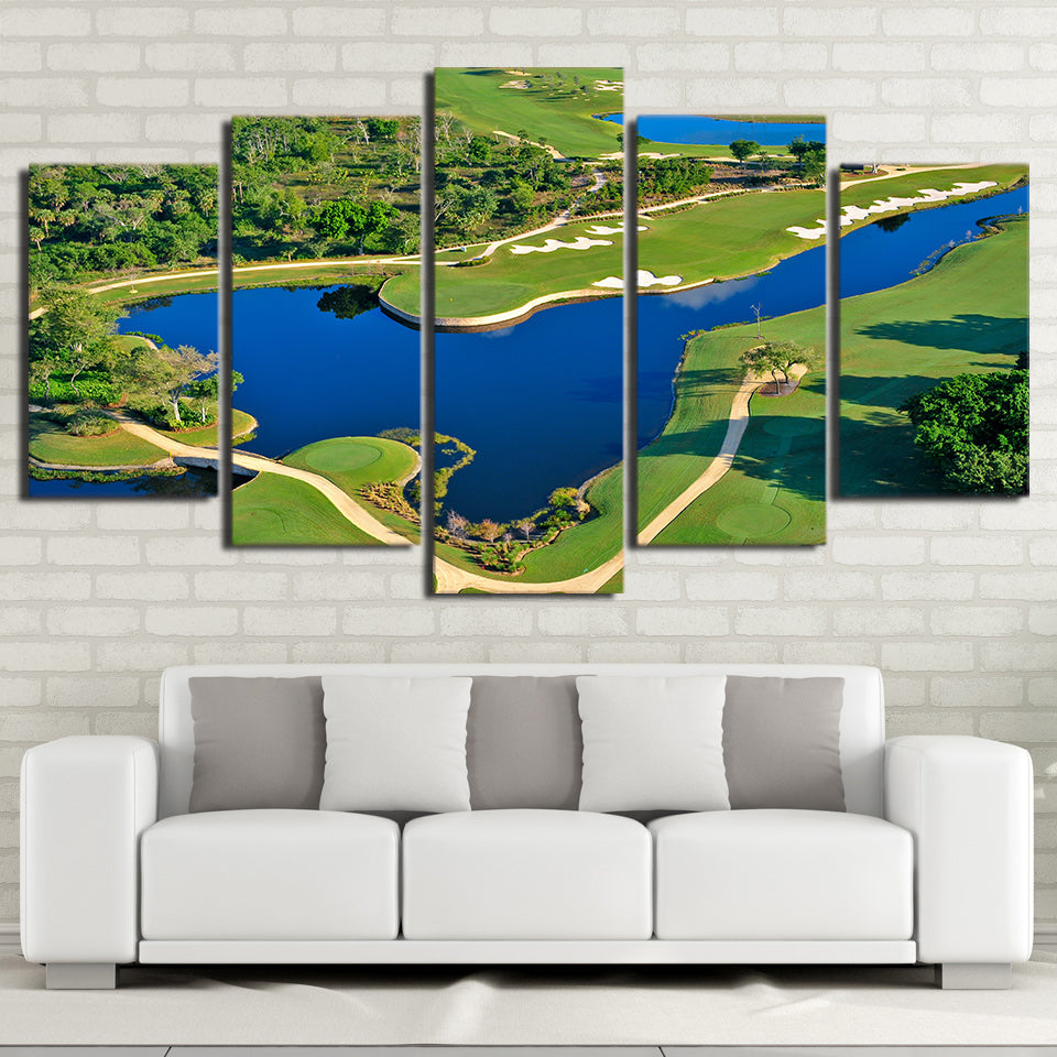 Limited Edition 5 Piece Golf Course With A Lake Canvas