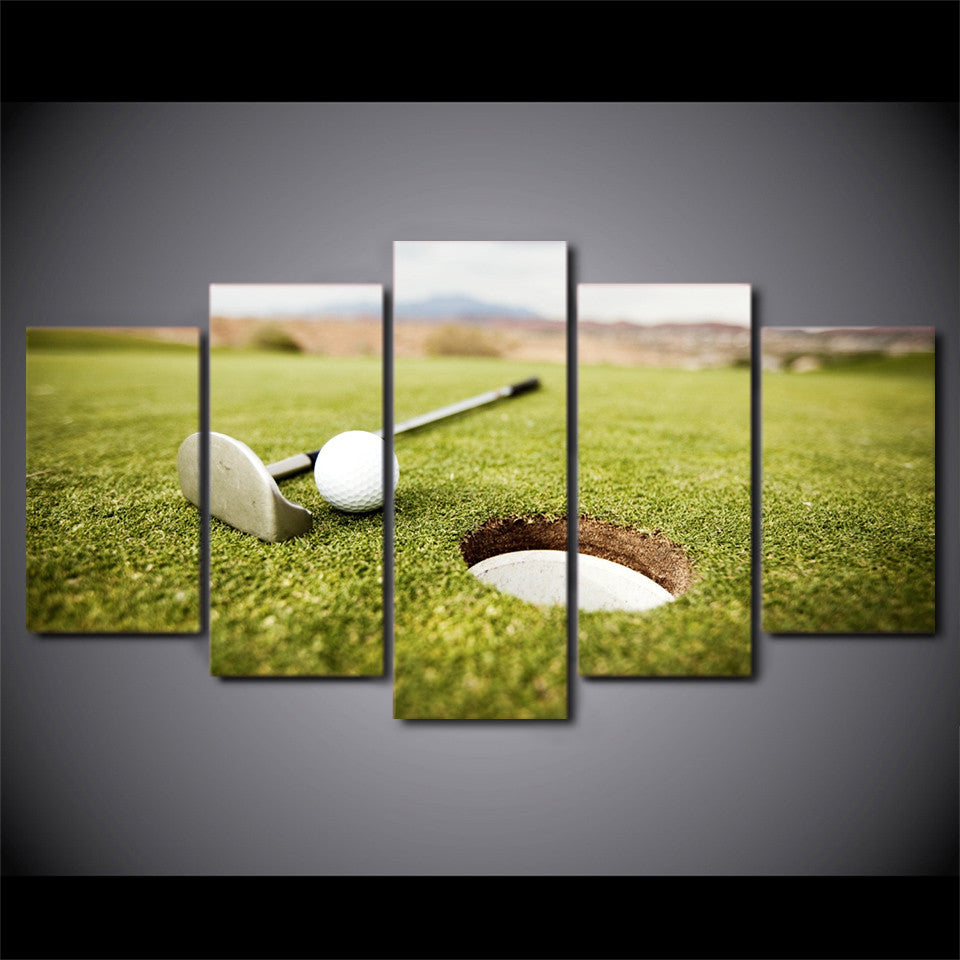 Limited Edition 5 Piece Green Golf Hole Canvas