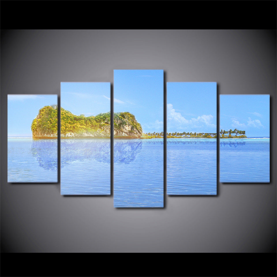 Limited Edition 5 Piece Calm Sea With Island Canvas