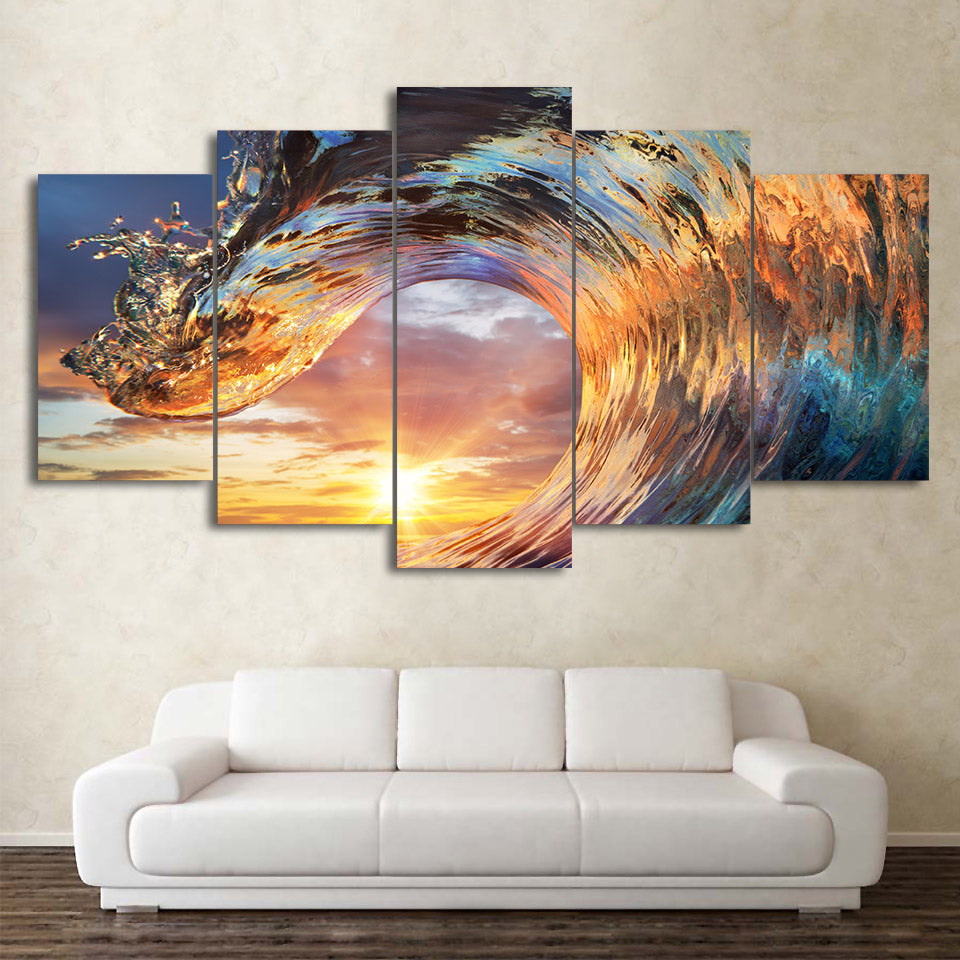 Limited Edition 5 Piece Eye Catching Wave Canvas