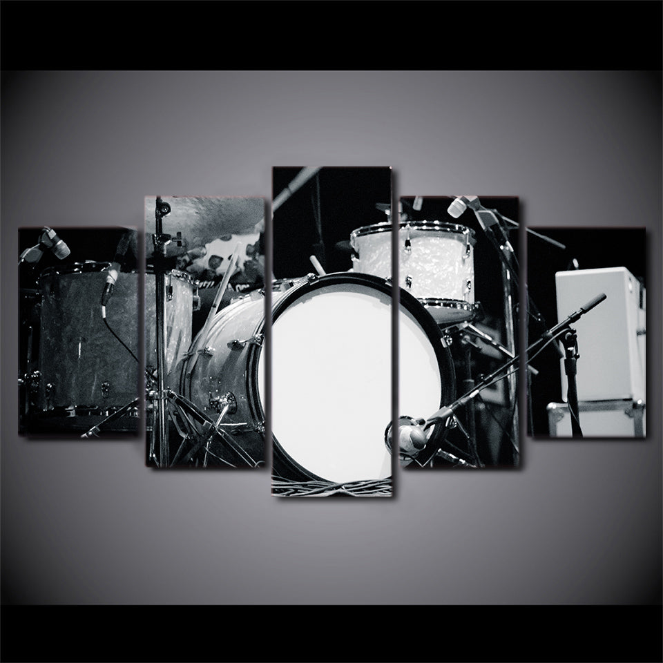 Limited Edition 5 Piece Amazing Black Drum Set Canvas