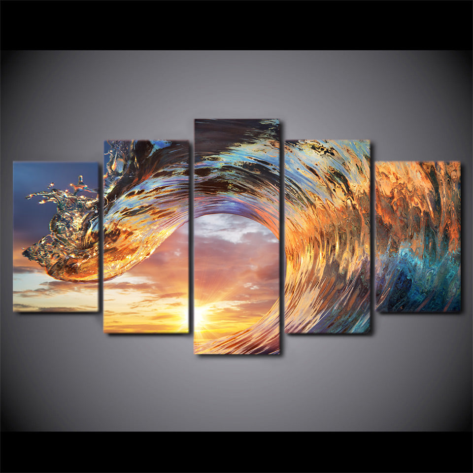 Limited Edition 5 Piece Eye Catching Wave Canvas