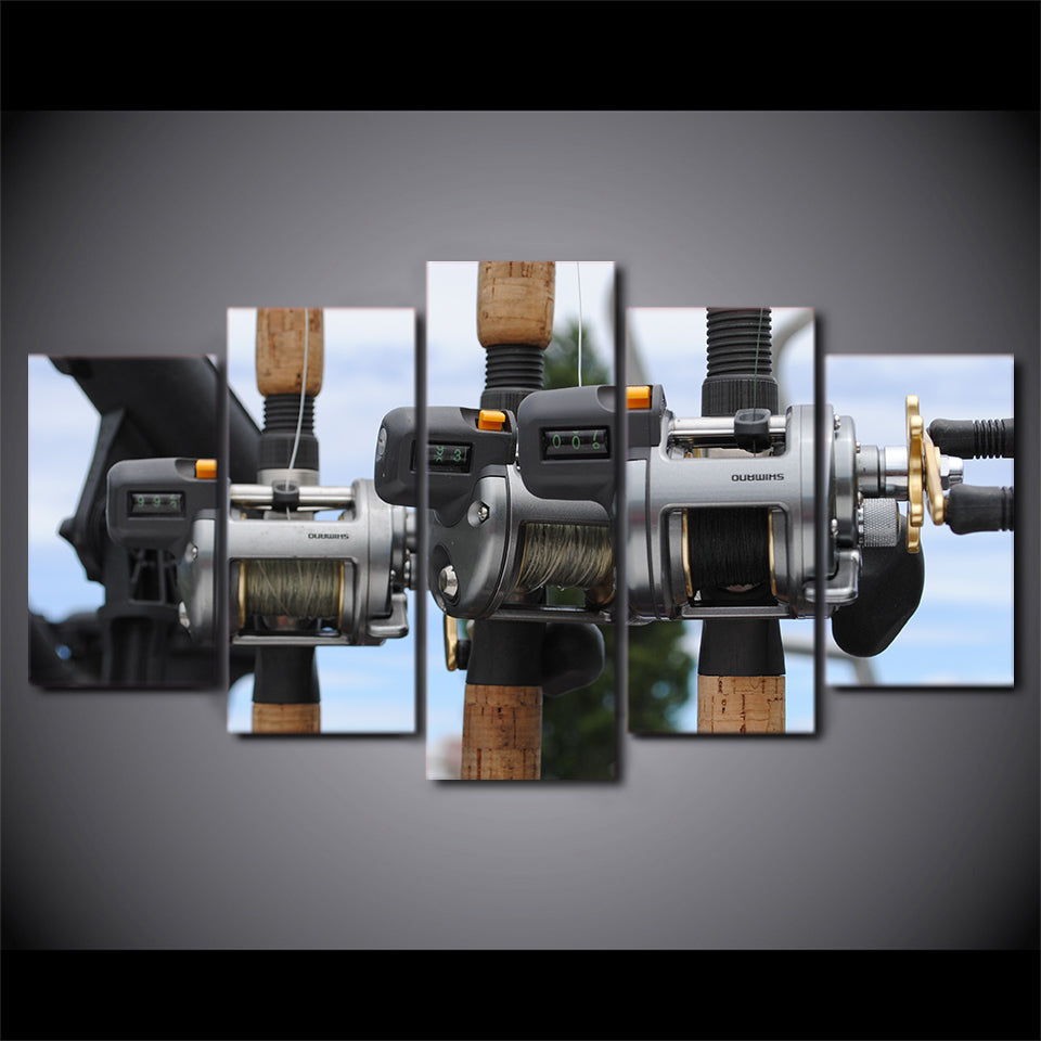 Limited Edition 5 Piece Modern Fishing Rods Canvas