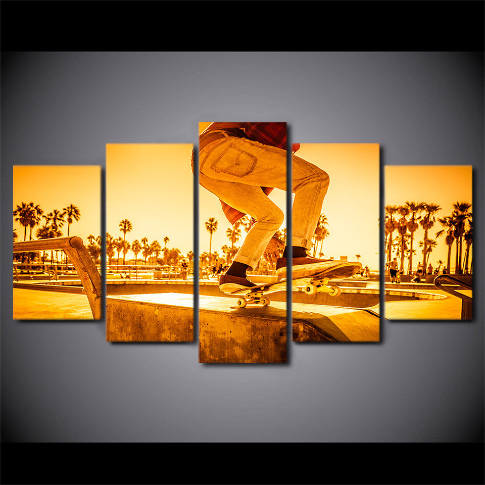 Limited Edition 5 Piece Skateboard Sunset Street Canvas