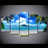 Limited Edition 5 Piece Breathtaking Blue Sky In Beach Canvas