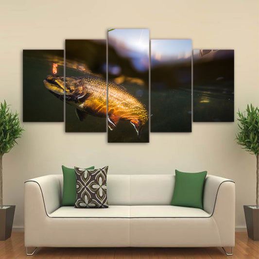 Limited Edition 5 Piece Small Fish In The Lake Canvas