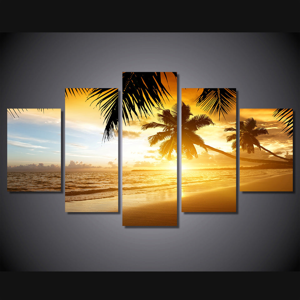 Limited Edition 5 Piece Sunrise At The Beach Canvas