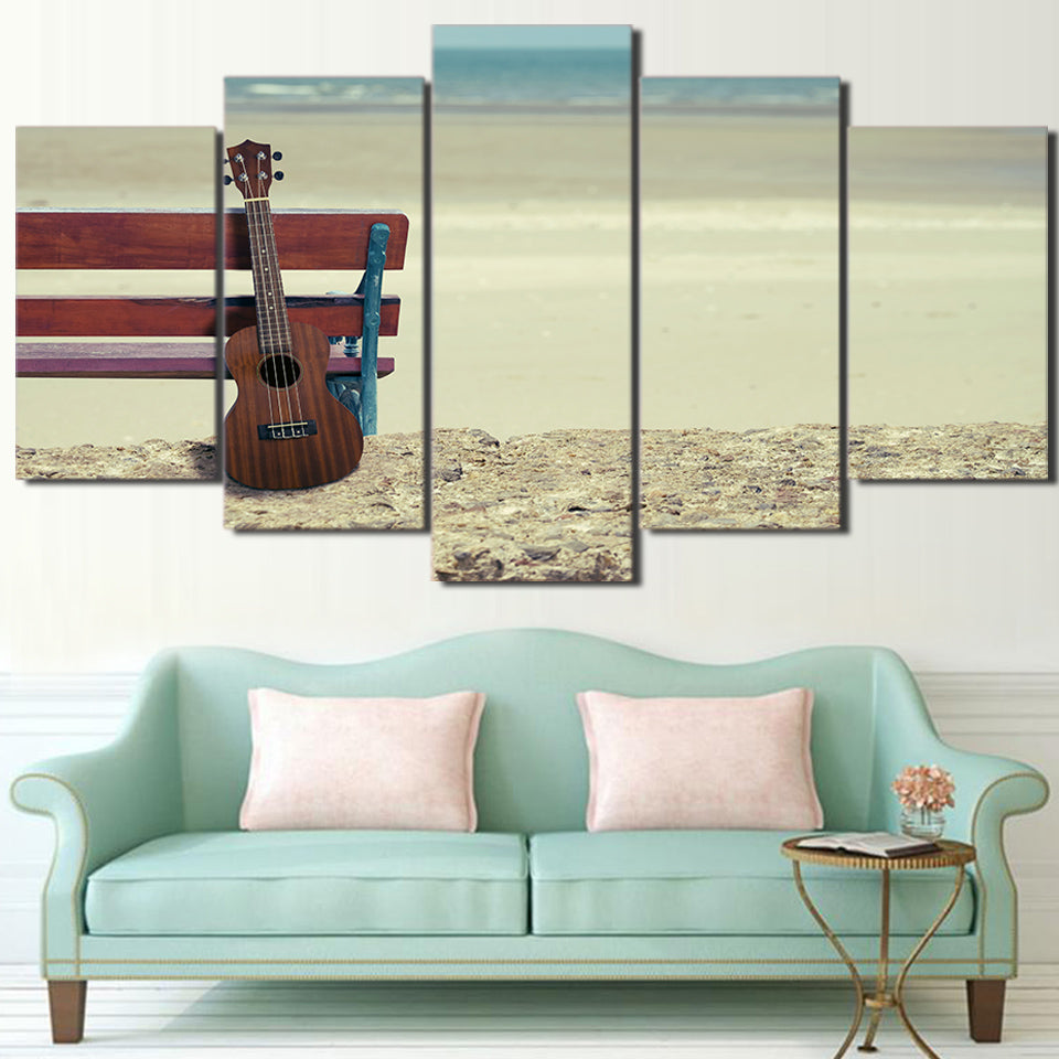 Limited Edition 5 Piece Ukelele Guitar In A Seaside Canvas