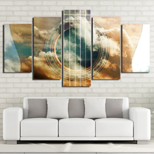 Limited Edition 5 Piece Amazing Guitar Covered With Clouds Canvas