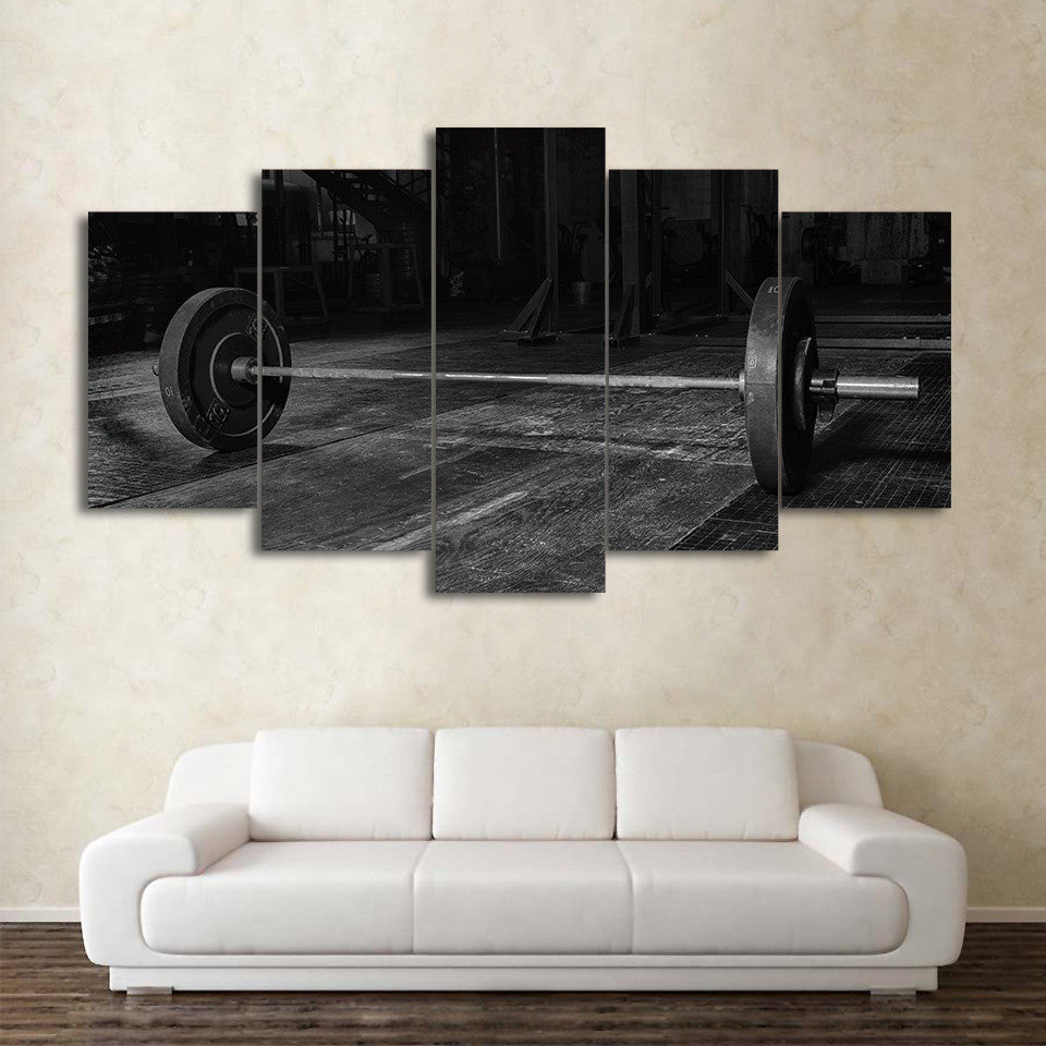 Limited Edition 5 Piece Black And White Weightlifting Canvas