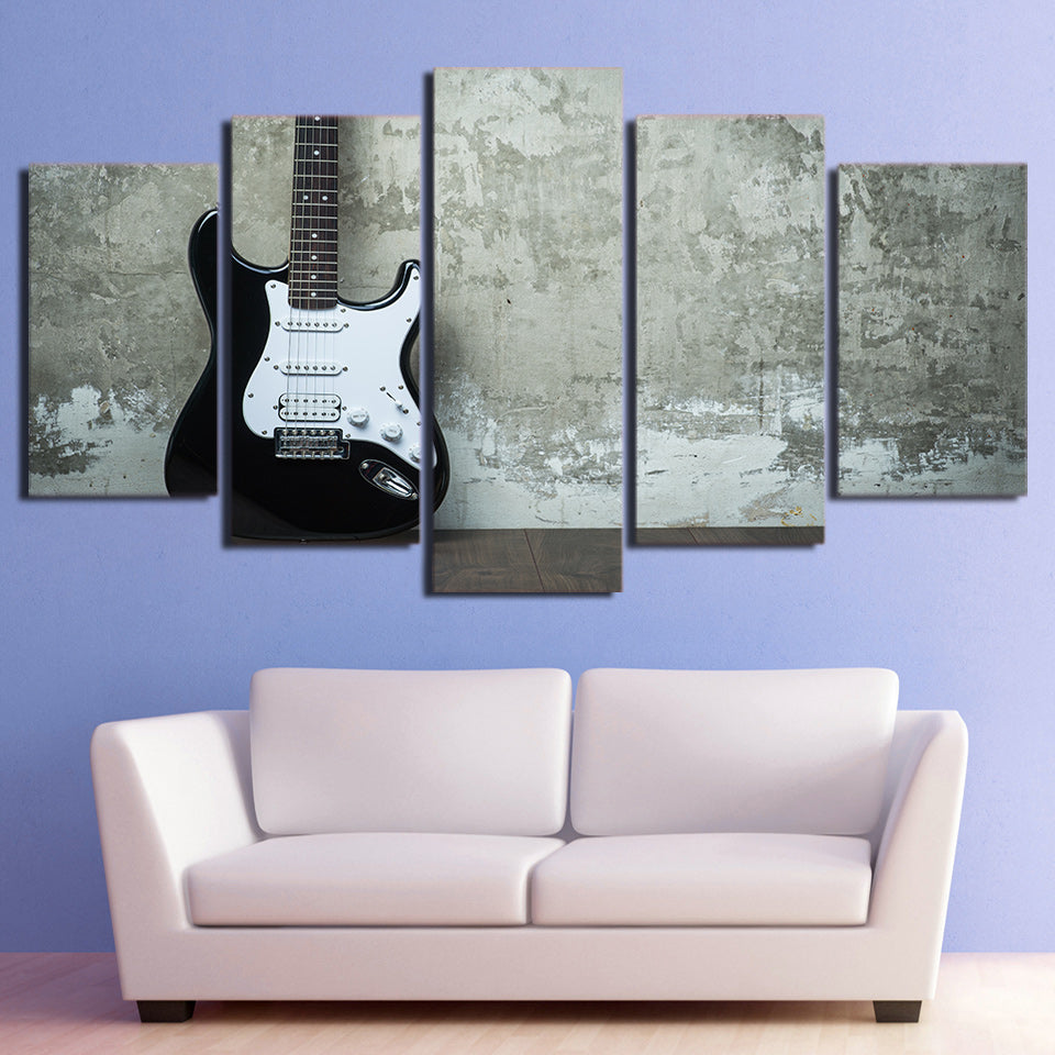 Limited Edition 5 Piece Black Electric Guitar Canvas