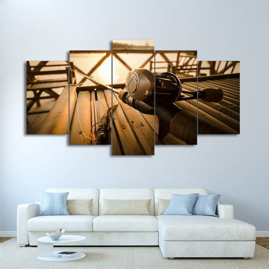 Limited Edition 5 Piece Fishing In The Sunset Canvas