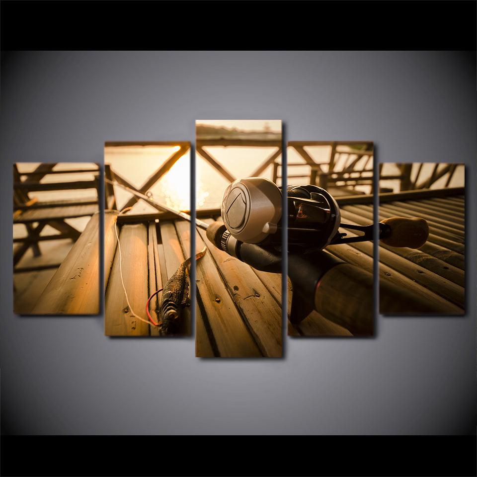 Limited Edition 5 Piece Fishing In The Sunset Canvas