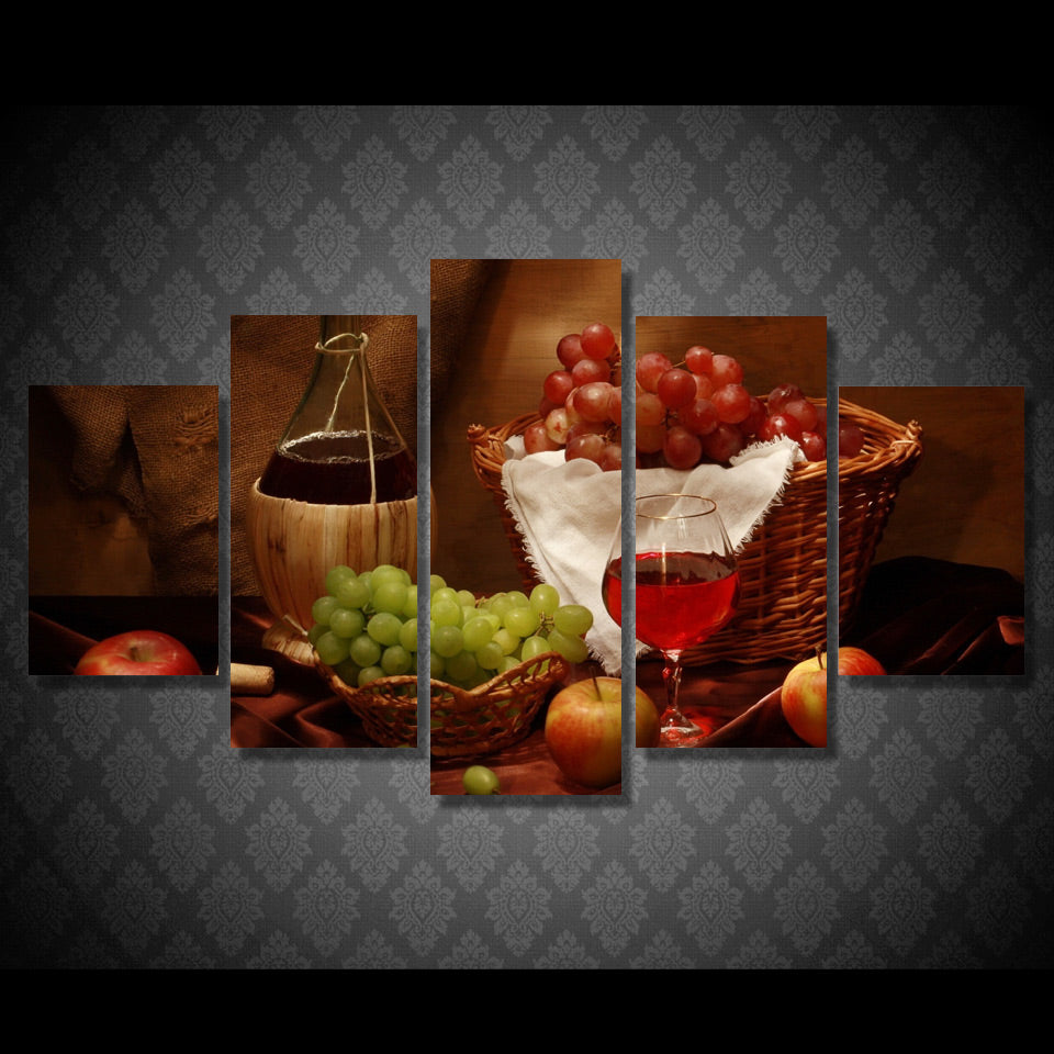 Limited Edition 5 Piece Grape Wine Canvas