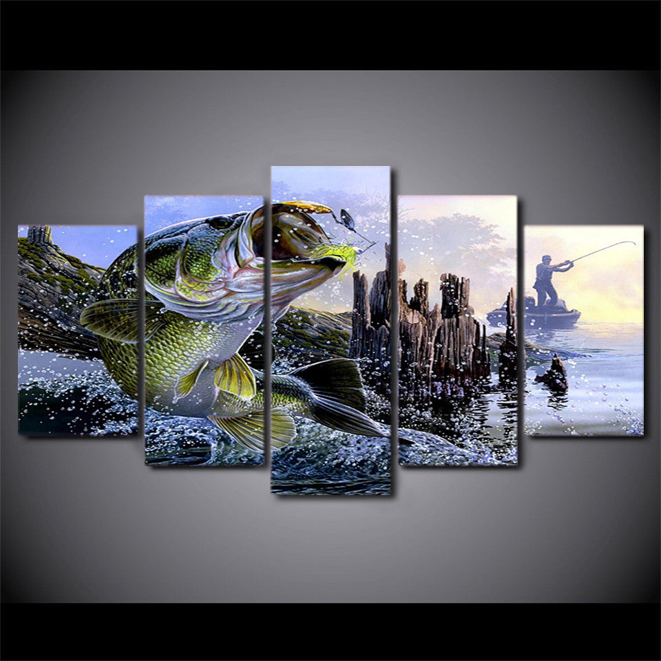 Limited Edition 5 Piece Jumping Fish Canvas (FRAMED)