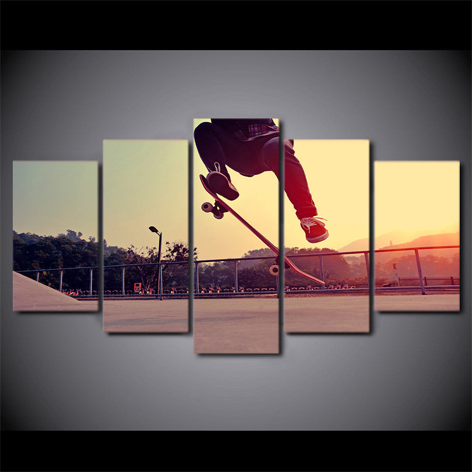Limited Edition 5 Piece Skateboarding In The Sunset Canvas
