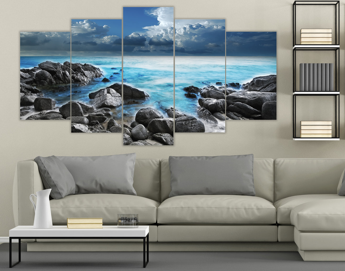 Limited Edition 5 Piece Seashore With Rocks Canvas