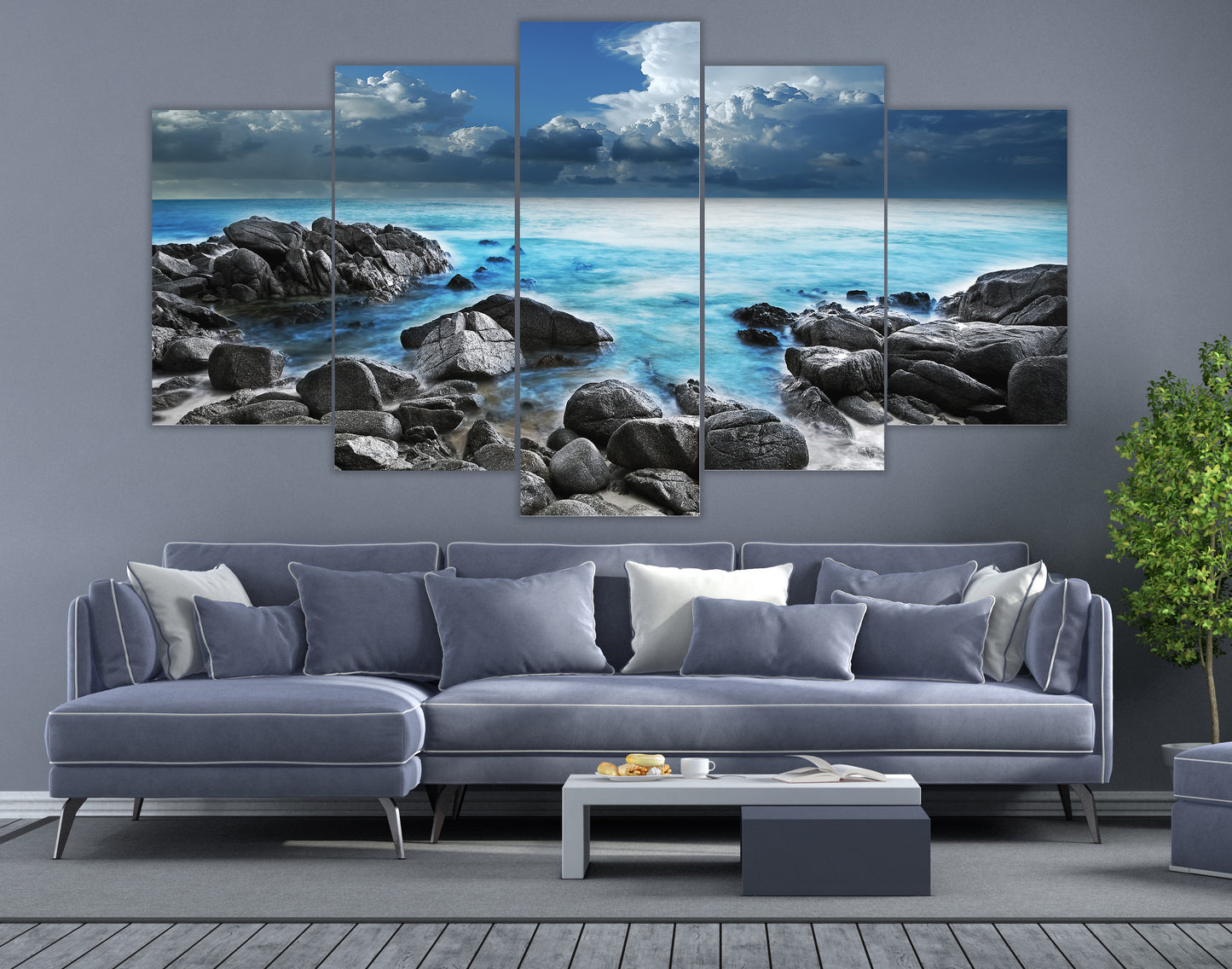 Limited Edition 5 Piece Seashore With Rocks Canvas